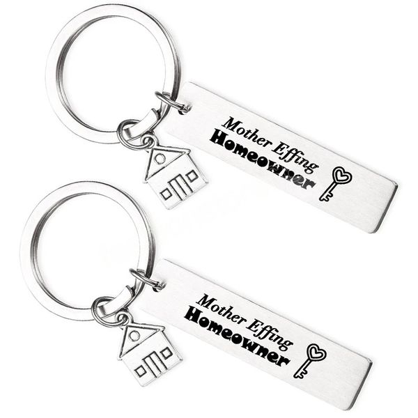 

homeowner pendant keychain stainless steel keyring for mother couples key chains holder jewelry gifts, Silver