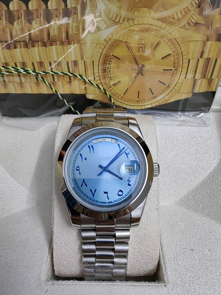 

with original box luxury wristwatch 218238 218206 218235 41mm diamond bezel arabic dial stainless steel bracelet automatic mens wristwatch m, Slivery;brown