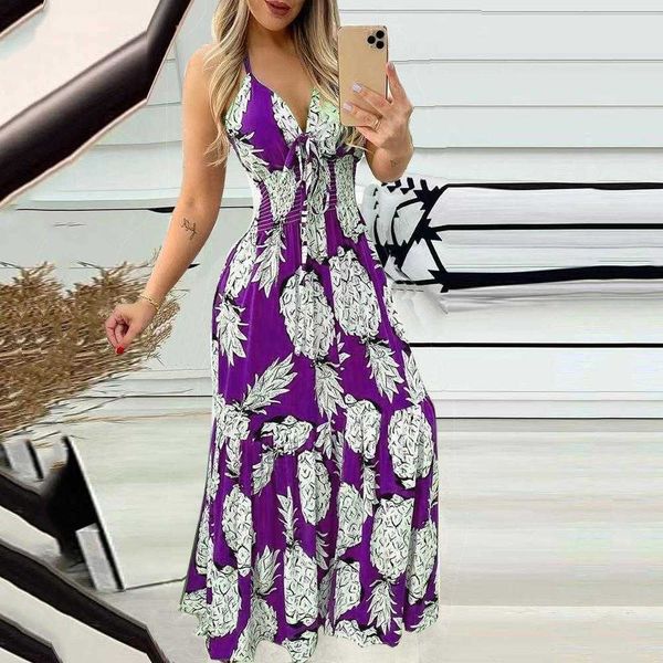 

summer halter dress tube sling high waist print long women clothing, Black;gray