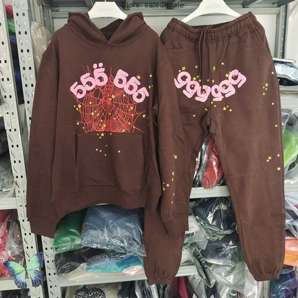 

mens hoodies sweatshirts real life vedio p foam print 555555 spider hoodie sweatshirt set men women sp5der sweatpants joggers, Black