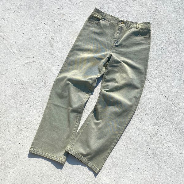 

washed heavy fabric jeans men women 1 quality zipper pants trouser, Black;brown