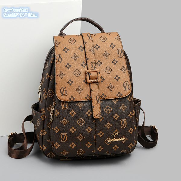 

factory wholesale ladies shoulder bag 5 colors outdoor sports travel leisure leather backpack elegant atmosphere printed handbag flip belt f