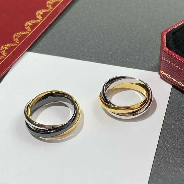

wholesale s925 silver sterling card new exquisite fashion three-ring three-color black ceramic couple ring for men and women