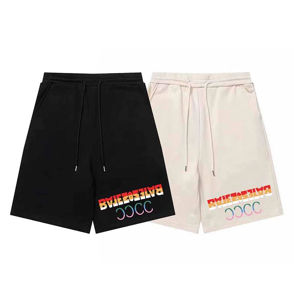 

23ss new made in italy men's short pants high end classic color letter printed elastic waist shorts summer beach casual outdoor street, Black