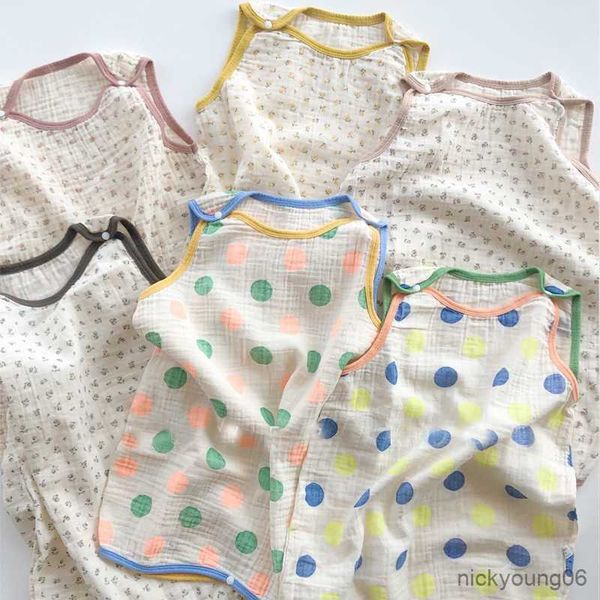 

sleeping bags baby bag sleeveless vest newborn child quilt summer thin double-layer cotton cute floral romper r230614