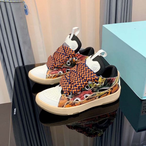 

curb sneakers leather suede calfskin fashion leather flat designer women men casual shoes paris trainers rounded shape padded tongue and lep, Black