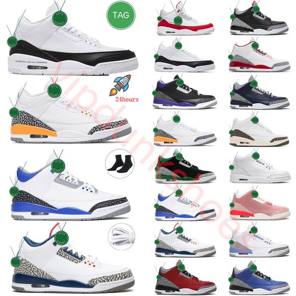 

white cement reimagined jumpman 3 3s basketball shoes men unc cool grey beige green pink orange peach navy black purple yellow multi khaki r