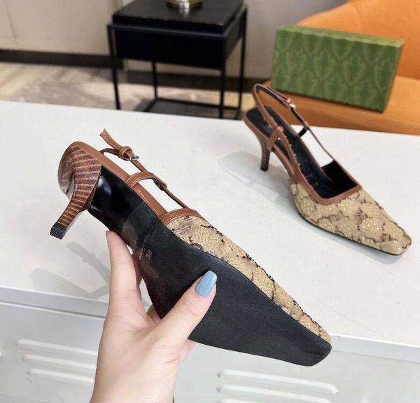 

branded women sandals designer slides brushed leather pumps summer screen-printed high heels fashion flat flip flops classic shoes, Black