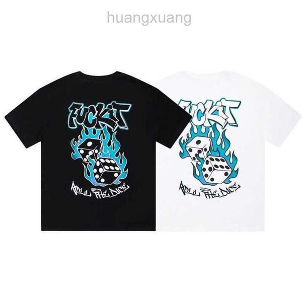 

designer fashion clothing tshirt tees trap flame dice hd printed short sleeve american street loose relaxed round neck tshirt luxurynsm9, White;black