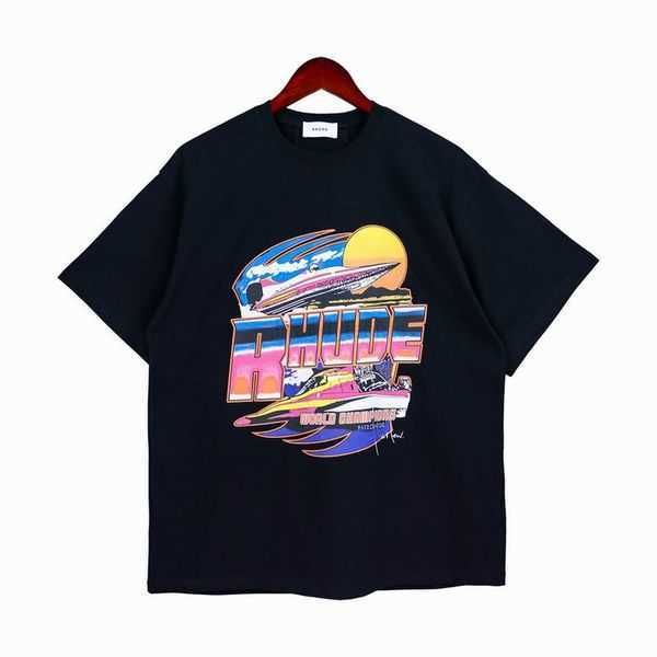 

rhude t shirt mens designer t shirts women summer casual fashion 100% cotton letter polos embroidery tshirts clothing short sleeved rhude t, White;black