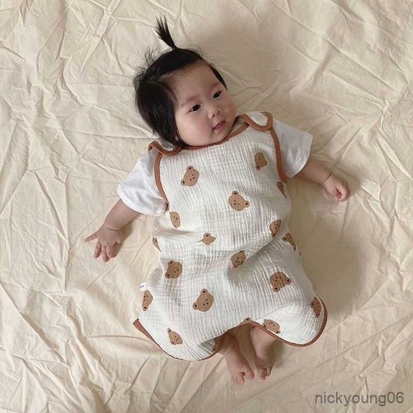 

sleeping bags baby bag sleeveless vest newborn child quilt summer thin double-layer cotton yarn r230804