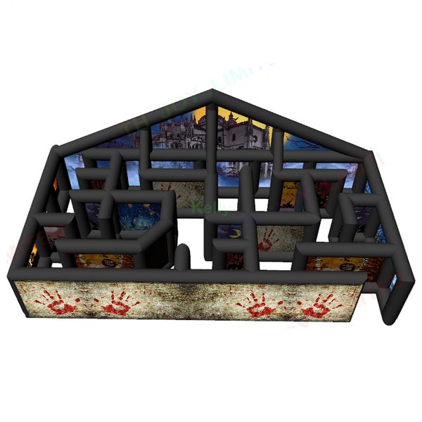 

outdoor activities air shipping (33x16.5x11.5ft) with blower giant black inflatable haunted house maze new full printing inflatable tag maze