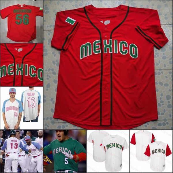 

2023 mexico baseball jersey julio urias randy arozarena rowdy tellez jojo romero alex verdugo alejandro kirk baseball jersey, Blue;black