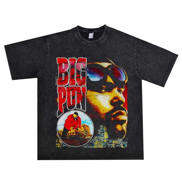 

gangster latin rap pun hip singer washed t-shirt short sleeve cotton male female, White;black