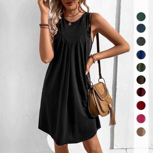 

summer fashion womens clothing dress solid sleeveless color mini tank, Black;gray