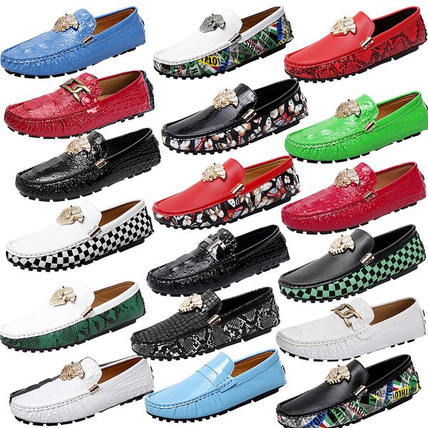 

luxury bran ltalian designer metal buckle loafers soft leather black green check leather shoes driving shoe dress shoes business formal shoe