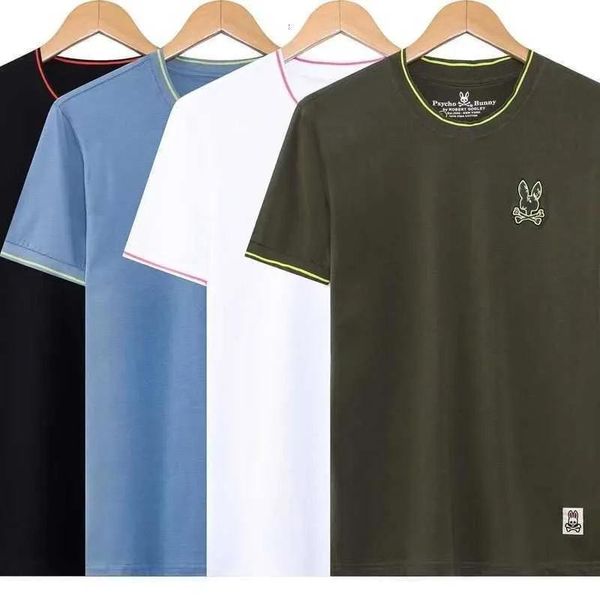 

psycho t shirt 2023 summer bunny skeleton rabbit cartoon embroidered round neck trendy rib short sleeve t-shirt tees, White;black