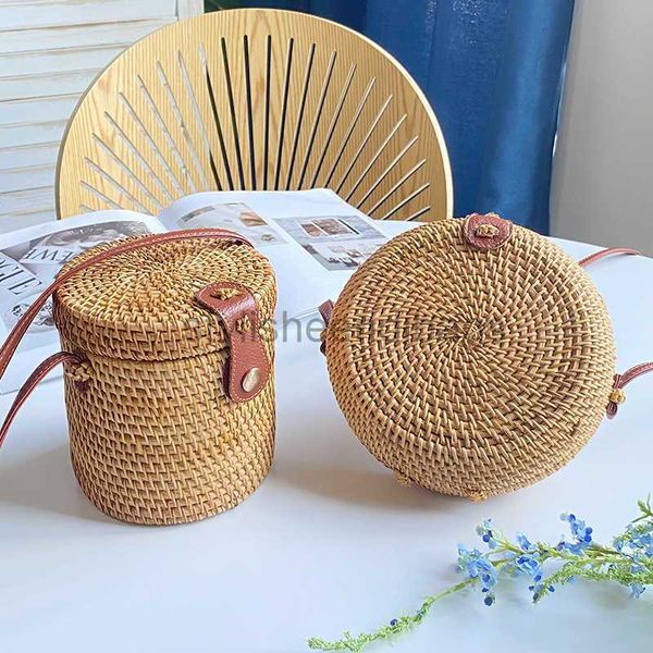 

stylisheendibags beach bags rattan bag ins diagonal mini sen series basket literature and art hand woven one shoulder leather buckle