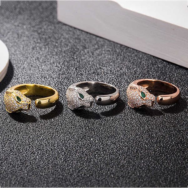 

original boutique carti classic trend s925 sterling silver leopard ring fashion atmosphere with diamond open head 9d4d ru0r