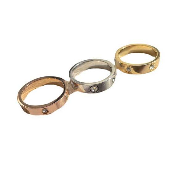 

eller six diamond slotted titanium steel men's and women's rings elegant temperament inlaid stainless ring jewelry hccy, Silver