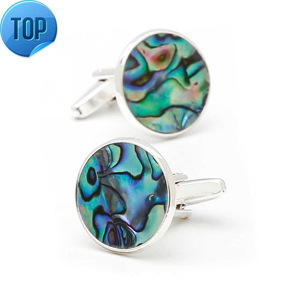 

men's cufflinks new light luxury set abalone shell round silver shirt sleeve button xk23008