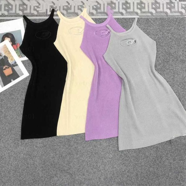 

fashion knit sling dresses for woman embossed 3d relief letter dress high qualiy ladies designer dress 4 color size womens designers clothin, Black;gray