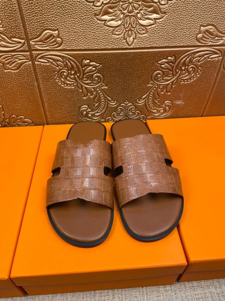 

men slippers designer leather sandals izmir flip flop oran heriage calfskin sandals summer lazy large beach casual slides big size 35-46, Black