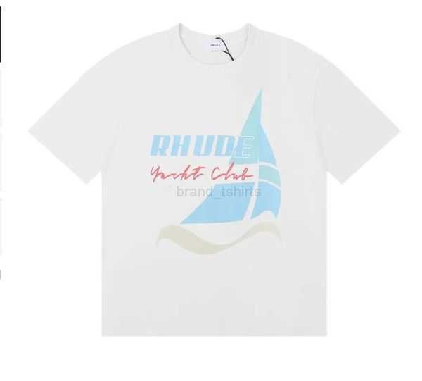 

rhude tshirt mens designer t shirts women high street fashion designer for men shirt 100% cotton short sleeve print crewneck casual t-shirt, White;black