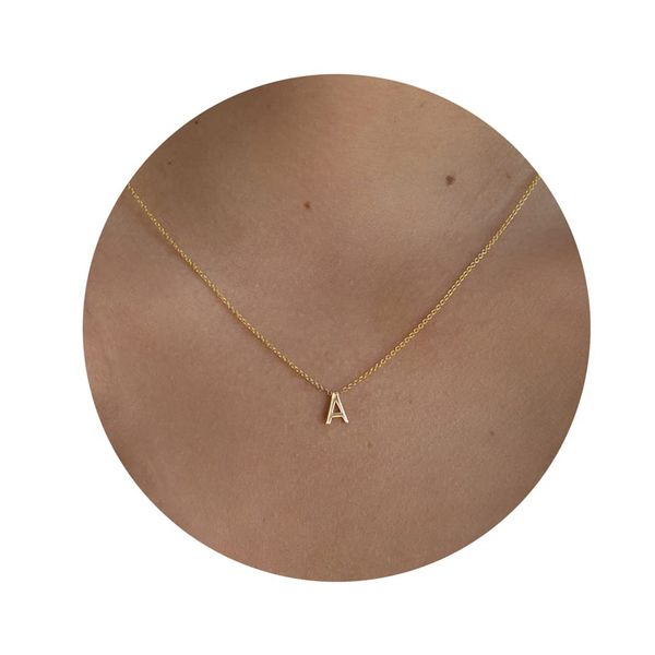 

fashion tiny initial necklace gold silver color cut letters single name choker necklaces for women pendant jewelry gift
