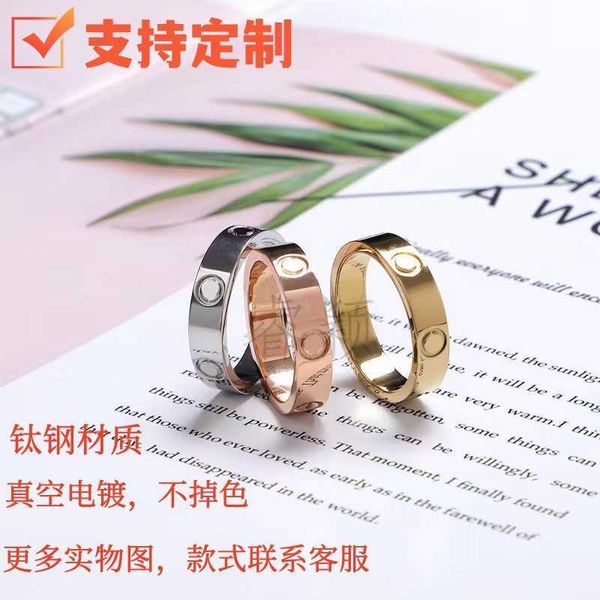 

high version zhika family ring fashion couple electroplated rose gold colorless titanium steel jewelry, Silver