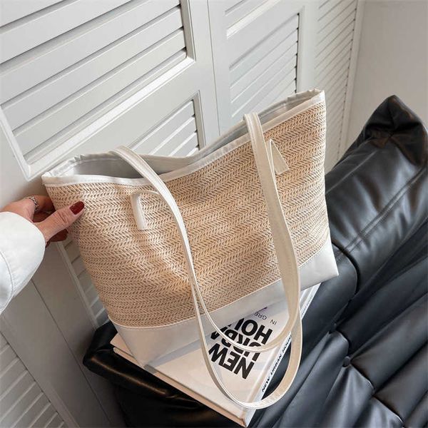 

beach bags linen woven bag women's new leisure portable large capacity western style seaside holiday