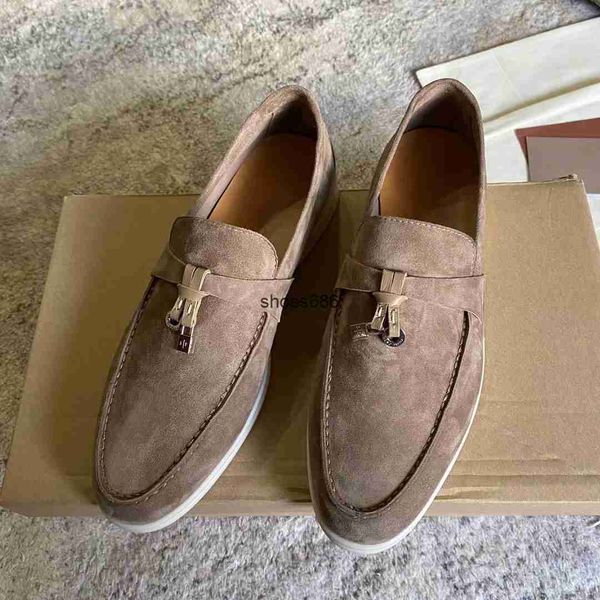 

lp piana shoes summer walk charms suede loafers moccasins apricot genuine leather men casual slip on flats women luxury designers flat dress, Black