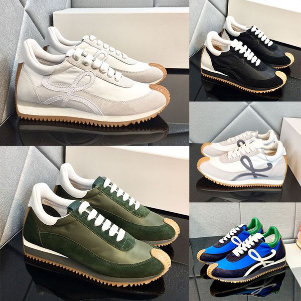 

luxurys designer flow runner sneaker women popular outdoors travel soft upper suede casual shoes men spanish designer sports shoes honey non, Black