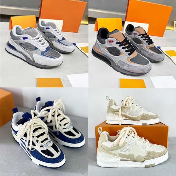 

designer mens run away sneakers suede canvas platform trainers leathers printing black brown lace up trainers skate sport casual shoes 38-45