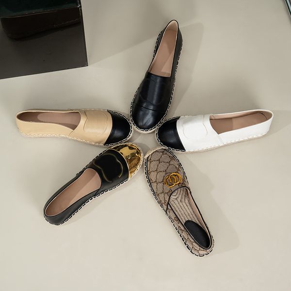 

luxury casual women shoes espadrilles summer designers ladies flat beach half slippers fashion woman loafers fisherman canvas shoe with box, Black