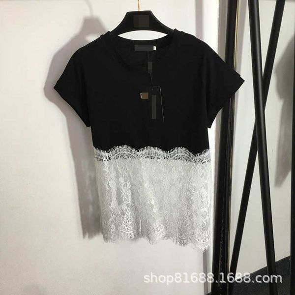 

23ss womens t-shirt tee women designer clothes summer new elegant style lace splice fake two piece short sleeve t-shirt tee women's wom, White
