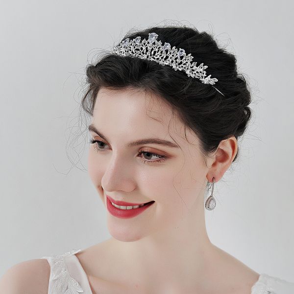 

sen xian mei hair band high grade zircon hair ornament fashion full diamond bridal crown baroque hair ornament head crown prom dress accesso, Silver