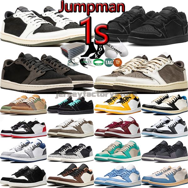 

2023 with box 1 1s low mens basketball shoes women black phantom olive reverse dark mocha fragment unc concord bred toe panda men womens tra