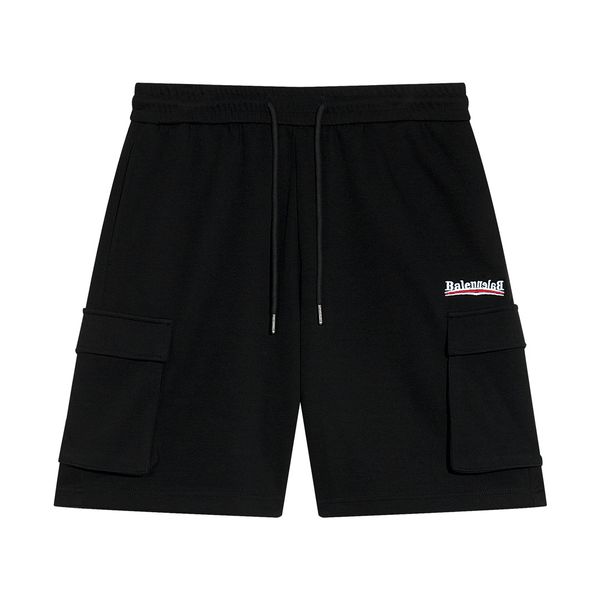 

23ss new france men's short pants high end bb classic wave letter printed elastic waist shorts summer beach outdoor street fashion bagg, Black