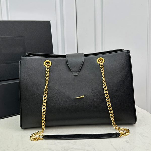 

tote shopping bag chain handbags purse cowhide leather fashion letters women shoulder bags interior compartment pocket golden hardware 5a qu