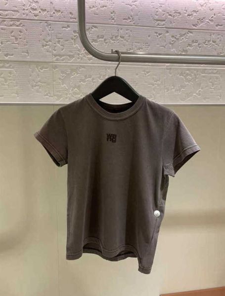 

women's t shirts cotton tshirt summer wang letter print short sleeve slim t-shirts high street tees wicking moisture and wicking sweat, White