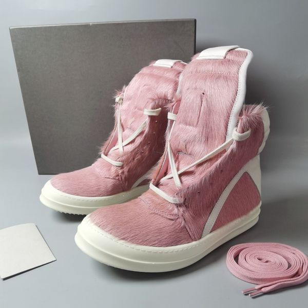 

high rose pink fragrance tpu sole rock fur boots 2023ss handmade trainer gebasket botas, Black
