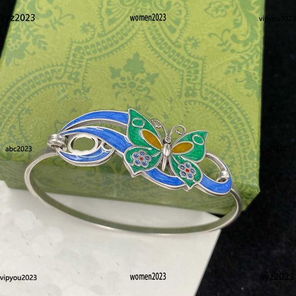

women designer bracelets enamel butterfly decoration jewelry hollow out design cuff bracelets #including brand box, White