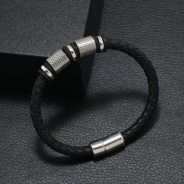 

new trendy cool men style leather bracelet bangle for gift, White