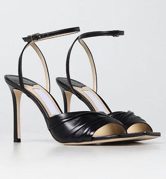 

luxury dermis sandals slipper shoes women crisscross ankle straps designer women fish mouth high heels lady walking sandals eu35-43, Black