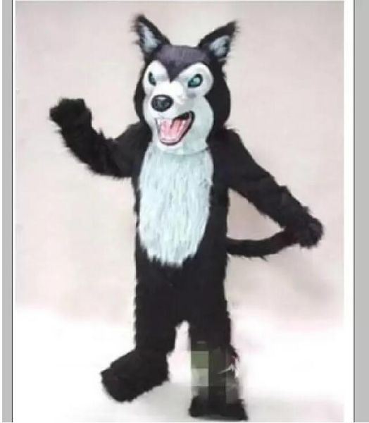 

black wolf husky dog fursuit mascot costume suits halloween gift, Red;yellow