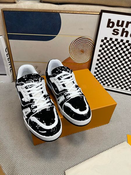 

2023the new designer womens mens casual shoes fashion flowers genuine leather patchwork 0614, Black