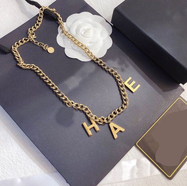 

never fading 18k gold plated luxury brand designer pendants necklaces stainless steel letter choker pendant necklace sweater chain jewelry a, Silver
