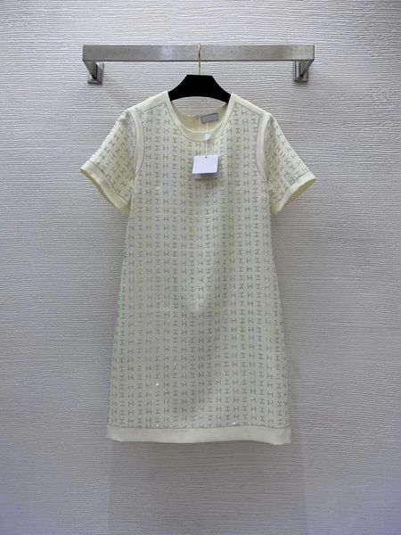 

23ss summer dresses women dress women designer clothes h-letter high temperature diamond a edition short sleeve dress women clothes, Black;gray