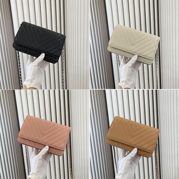 

designer woman wallet chain bag retro lady luxury brand shoulder bag crossbody vintage classic woc envelope purse size 19 cm 5a quality v st